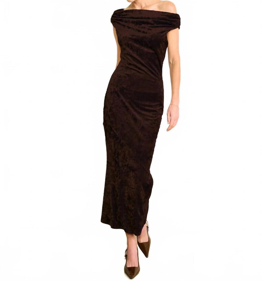 NEW LINE AND DOT brylie velvet maxi dress in dark brown